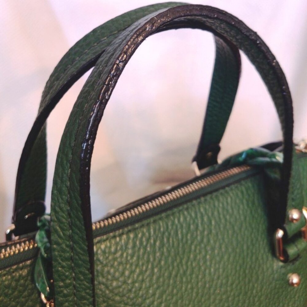 Kate Spade Lg Maise Bowler Satchel in Bottle/Black EUC + NEW Coin Purse/Straps - Picture 10 of 15
